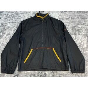 Vintage Style Auto Men's Black Yellow Trim Windbreaker Jacket Competition Size